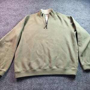 Tommy Bahama Mens Quarter Zip Pullover Sweater Olive Green Large